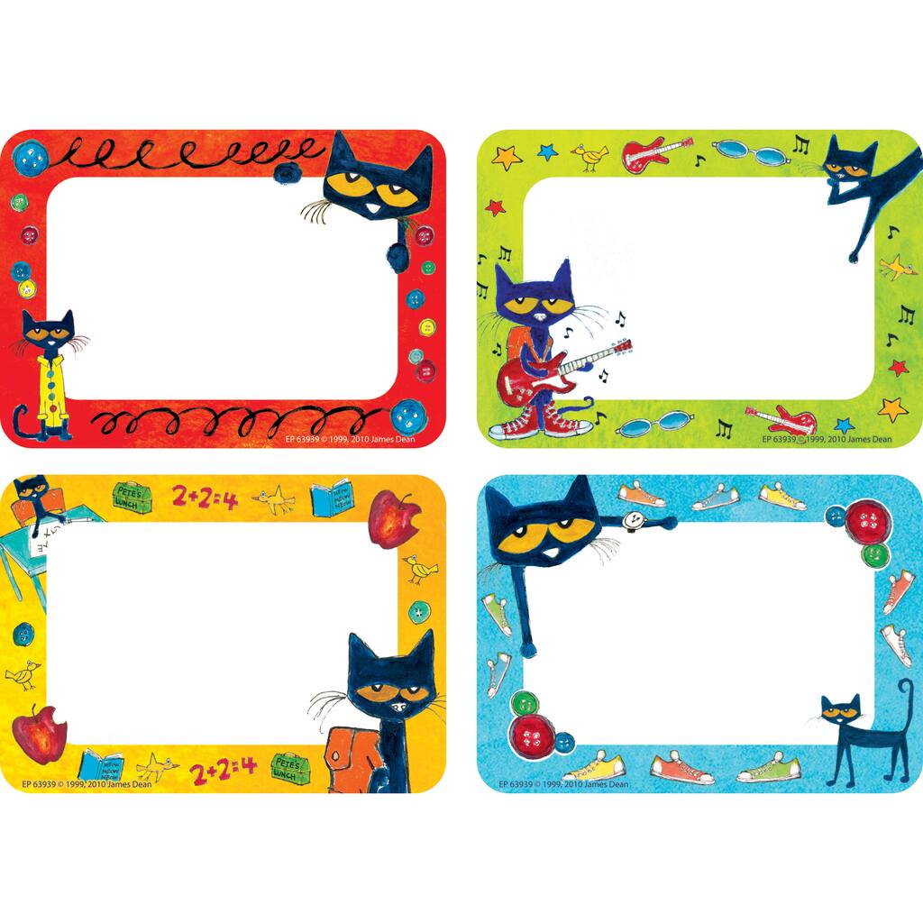 pete the cat name tags labels 36 per pack 6 packs